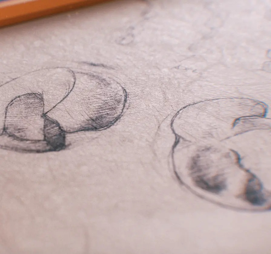 A hand drawing sketch of a cell for an explainer video, dedicated for a medicine created for Acute Myeloid Leukemia patients by Astellas. The video was created by Lampyon