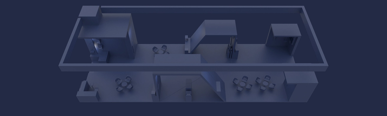 A 3D render of the booth created for Schott for CIIE, created by Lampyon