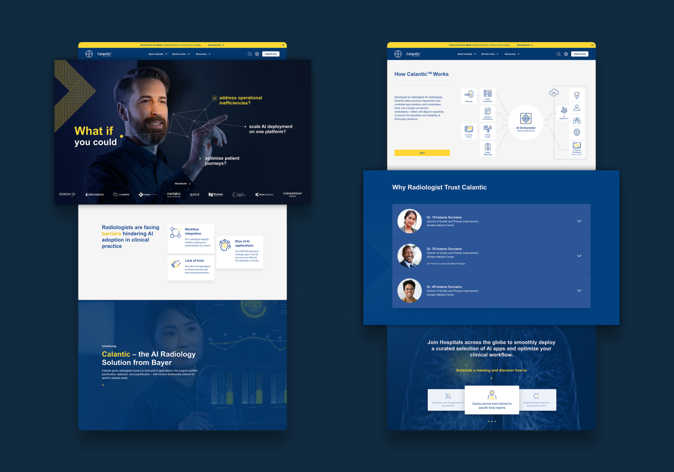 Picture collage of Bayer's Calantic website, designed by Lampyon